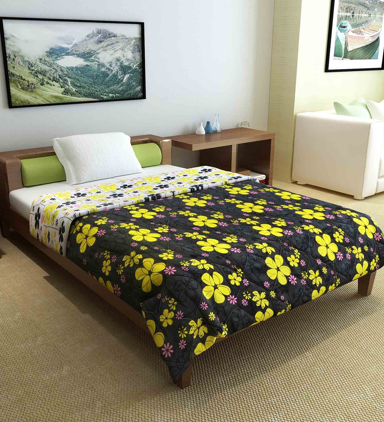 Black Polyester 100 AC Room Single Bed Comforter