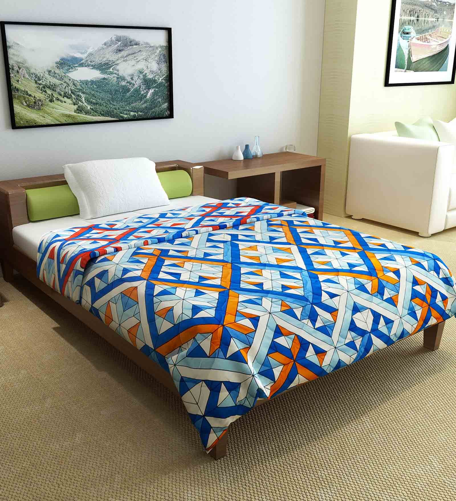 Blue Polyester 100 AC Room Single Bed Comforter