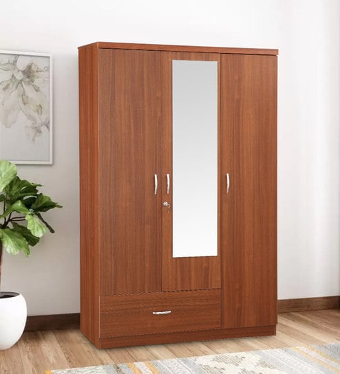 Ultima Three Door Wardrobe With Mirror In Walnut Colour By Hometown