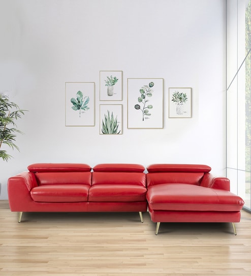 Ultra Leatherette LHS Sectional Sofa in Red Color
