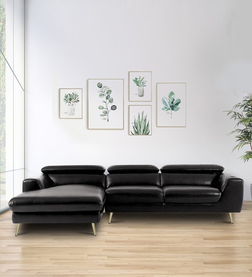 Ultra Leatherette RHS Sectional Sofa in Black Color