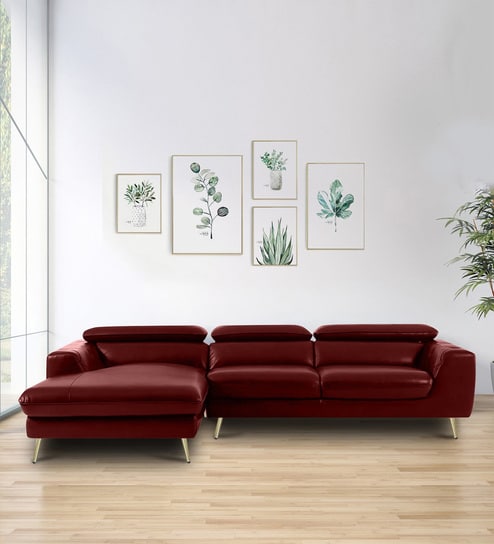 Ultra Leatherette RHS Sectional Sofa in Dark Cherry Color