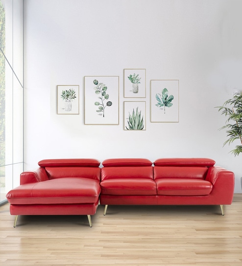 Ultra Leatherette RHS Sectional Sofa in Red Color
