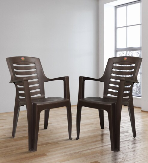 Ultra Matt Plastic Chair In Brown Colour Set Of 2 By Cello