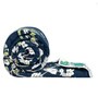 Ultra Soft Microfiber Reversible Floral Print Navy Blue and Sea Green Double Comforter