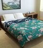 Ultra Soft Microfiber Reversible Floral Print Navy Blue and Sea Green Double Comforter