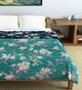 Ultra Soft Microfiber Reversible Floral Print Navy Blue and Sea Green Double Comforter