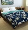 Ultra Soft Microfiber Reversible Floral Print Navy Blue and Sea Green Double Comforter