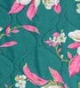 Ultra Soft Microfiber Reversible Floral Print Navy Blue and Sea Green Double Comforter