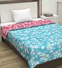 Ultra Soft Microfiber Reversible Floral Print Pink and Blue Single Comforter