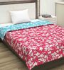 Ultra Soft Microfiber Reversible Floral Print Pink and Blue Single Comforter