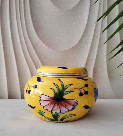 Umbre Handmade Multicolor Blue Pottery Storage Jar