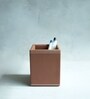 Umber Brown PU Leather Desk Organizer Pen Stand Stationery Holder Multipurpose Table Organizer