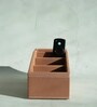 Umber Brown PU Leather Remote Control Holder Desk Organizer