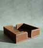 Umber Brown PU Leather Tissue Holder with Weighted Bar Design Elegant Tabletop Napkin Dispenser