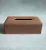 Umber Brown Rectangular PU Leather Tissue Box Cover Sleek Tabletop Napkin Dispenser