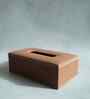 Umber Brown Rectangular PU Leather Tissue Box Cover Sleek Tabletop Napkin Dispenser