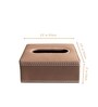Umber Brown Square PU Leather Tissue Box Cover Modern Tabletop Napkin Holder