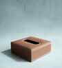 Umber Brown Square PU Leather Tissue Box Cover Modern Tabletop Napkin Holder