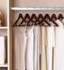 Umber Lotus Wood Shirt Hanger with Ribbed Non-Slip Bar and Satin Nickel Swivel Hook Set of 5