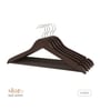 Umber Lotus Wood Shirt Hanger with Ribbed Non-Slip Bar and Satin Nickel Swivel Hook Set of 5