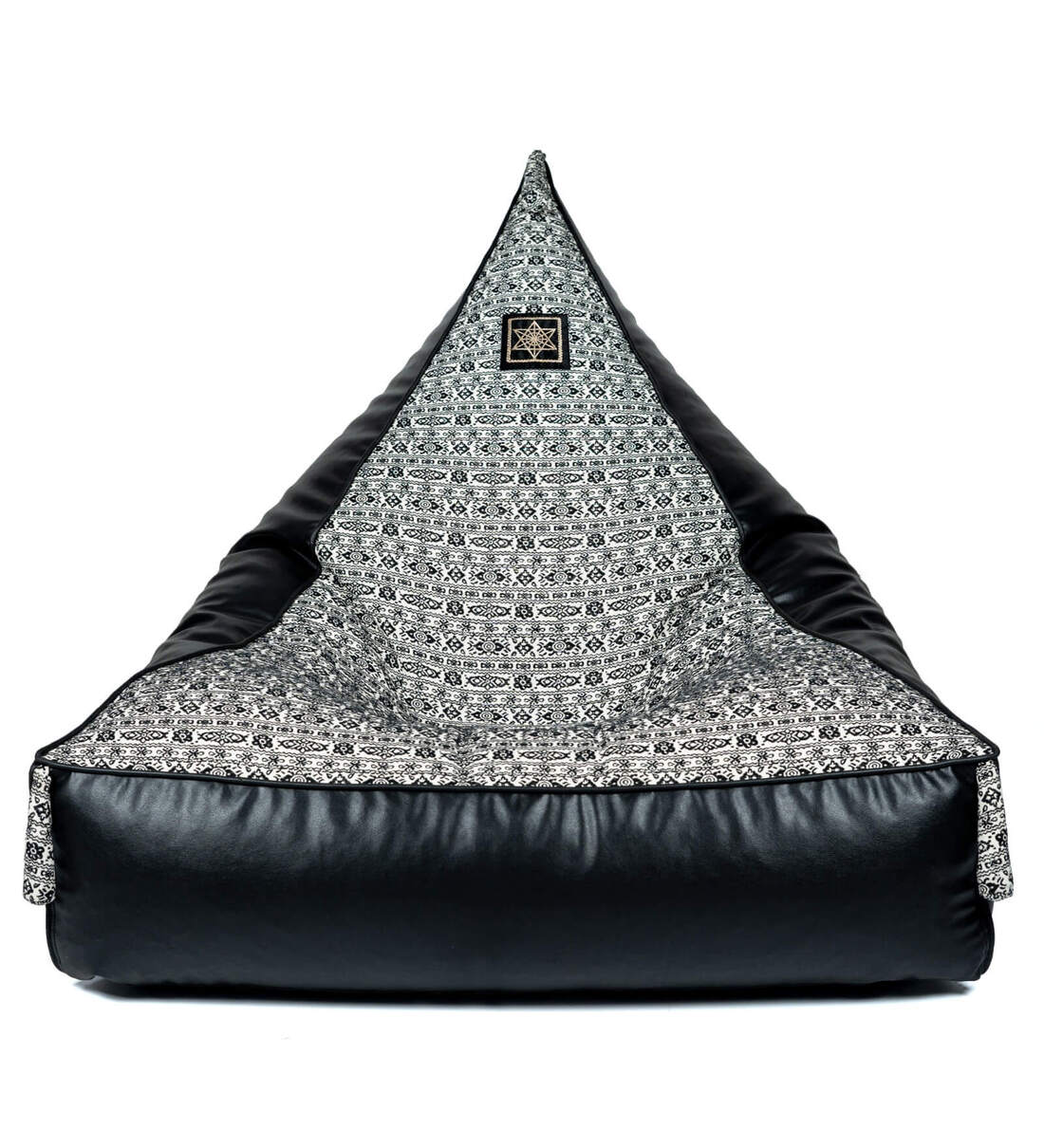 Buy Unique Cotton Leather Woven XXXL Bean Bag with Beans in Ivory and Black Colour by