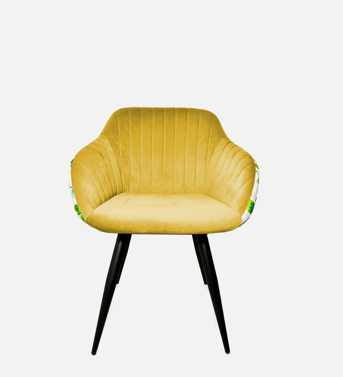 Buy Unique Velvet Dining Chair in Yellow Multi Colour at 14% OFF