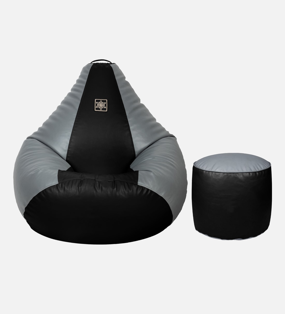 Buy Unique XXL Leatherette Bean Bag with Beans in Black & Grey Colour