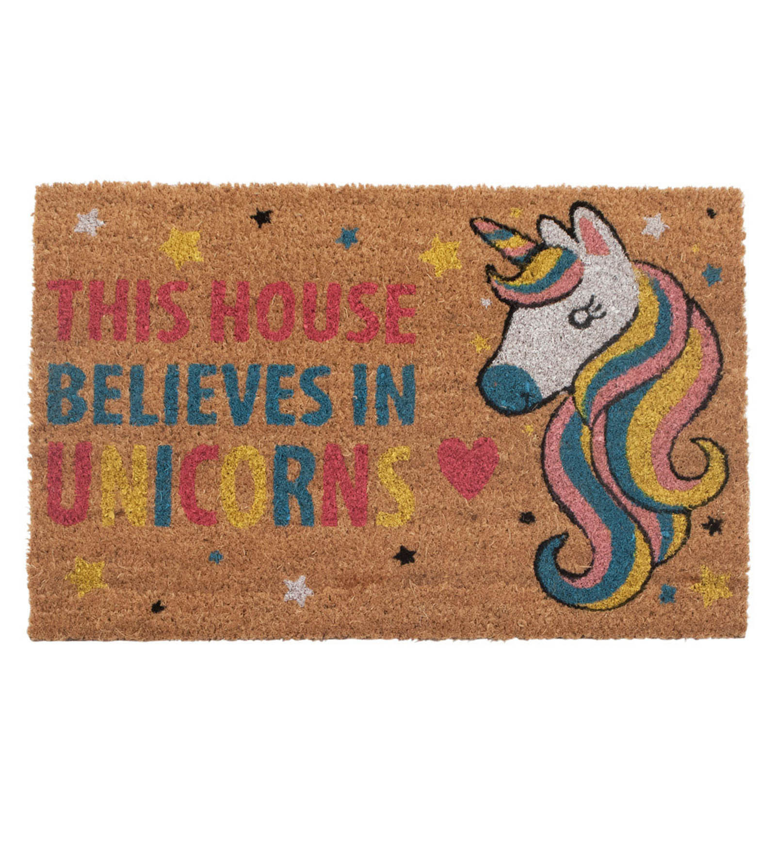Multicolor Textual Coir 16 x 24 Inches Kids Floor Mat