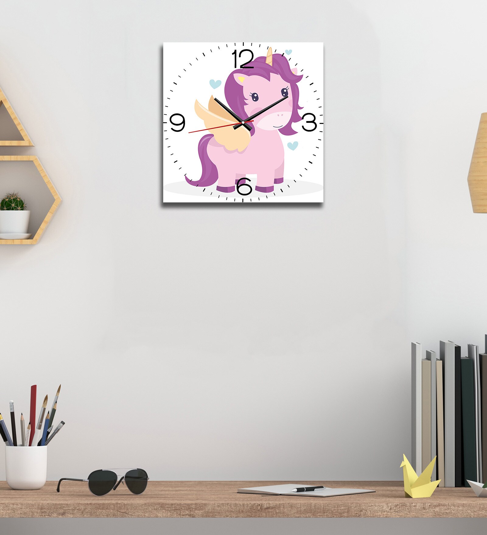 Unicorn with Wings Wall Clock in Multicolour