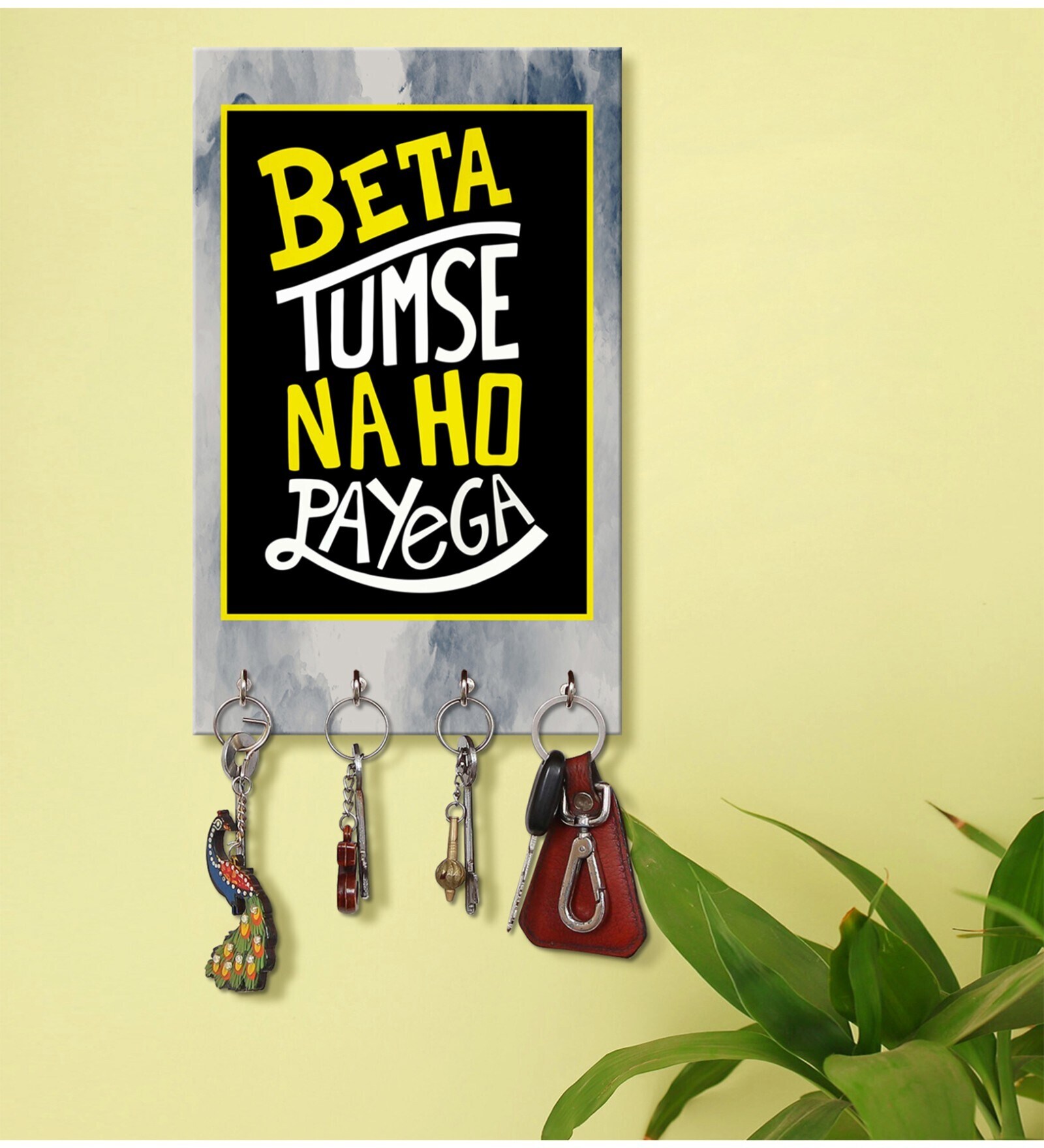 Quote Multicolour MDF 4 Hooks Key Holder