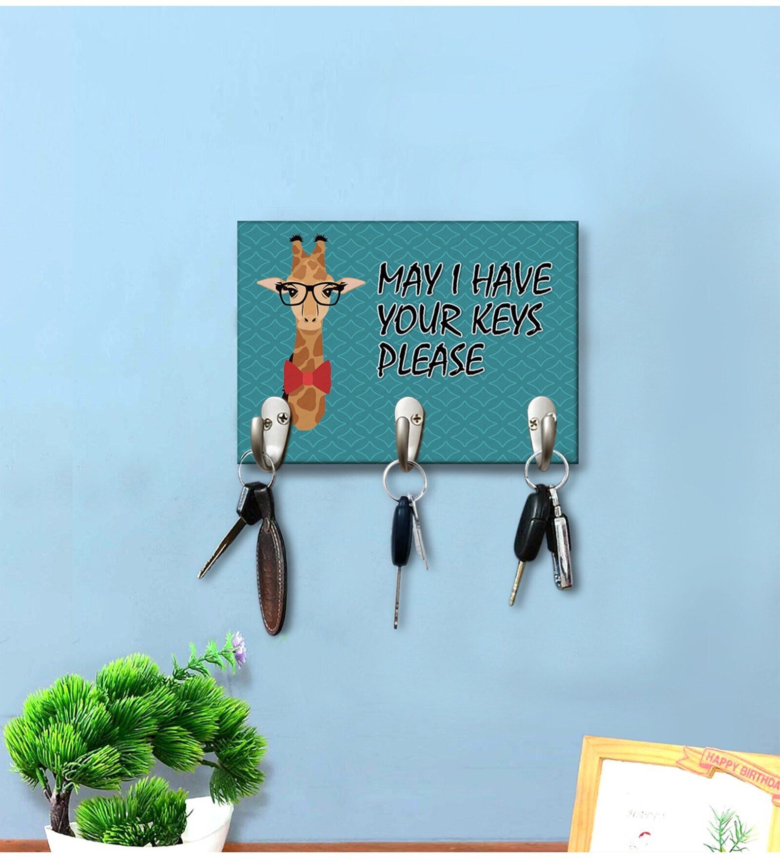 Giraffee Multicolour MDF 3 Hooks Key Holder