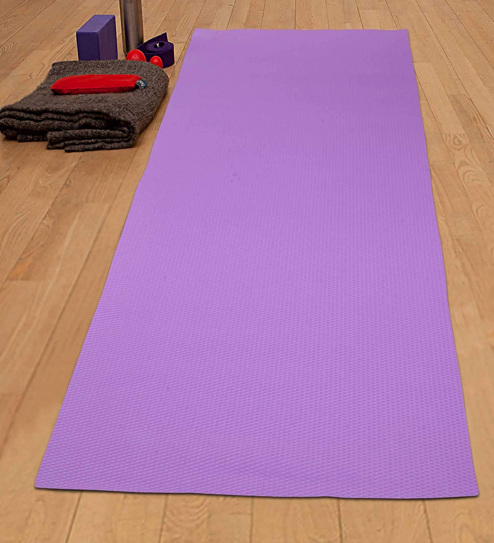 Purple Rubber Foldable Anti Skid 5 ft x 2 ft Yoga Mat