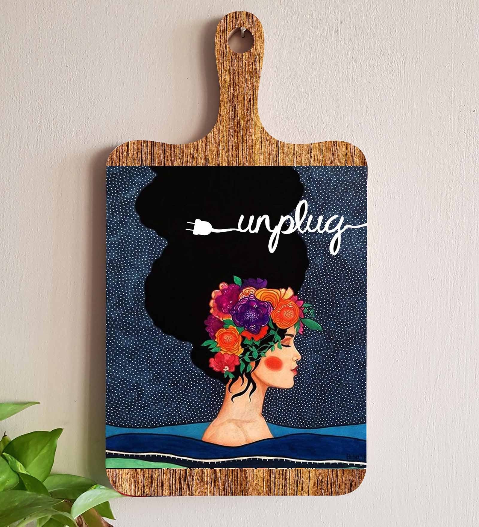 Blue Unplug and Relax Wood Art Print Wall Plaque