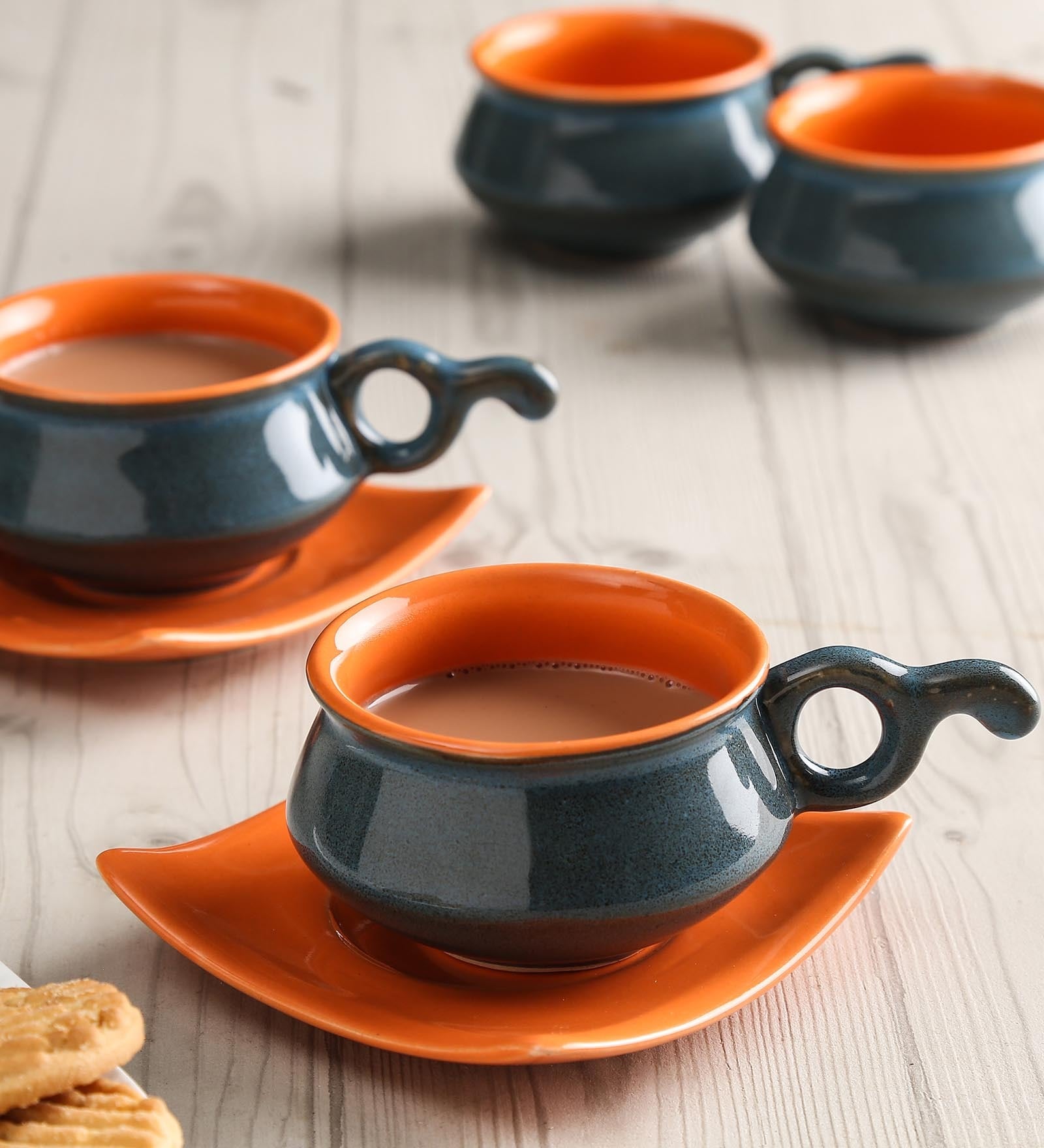 150 ML Black Bone China Cups & Saucers Set of 6