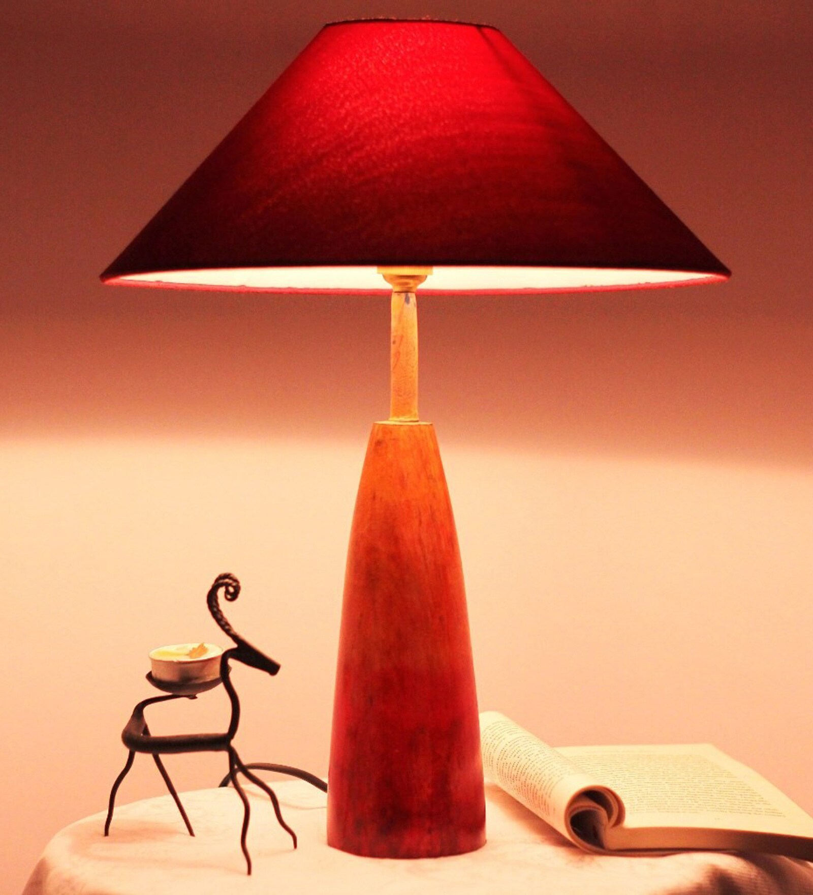 Red Fabric Table Lamp