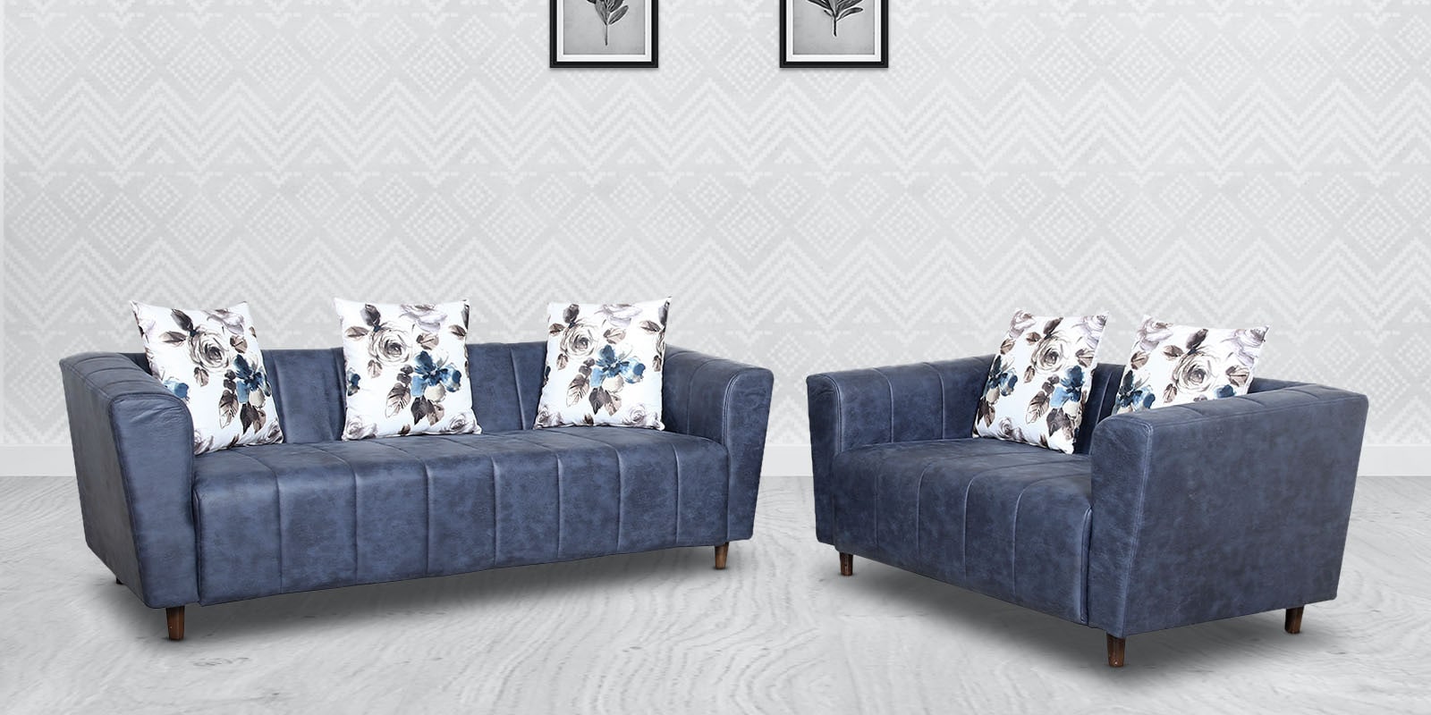 Unique 3+2 Sofa Set In Blue Colour