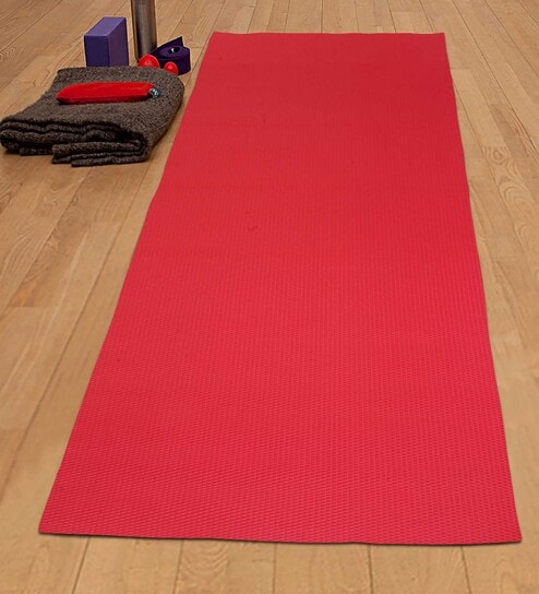 Red Rubber Foldable Anti Skid 5 ft x 2 ft Yoga Mat by Hosta Homes