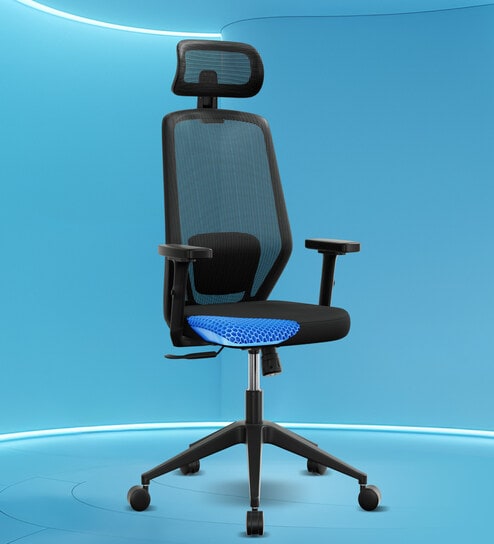 Uno Breathable Mesh Ergonomic Chair In Black Colour