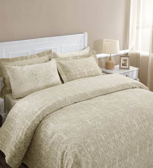 Buy Unravelled 85 Cotton And 15 Viscose White Double Bed Cover