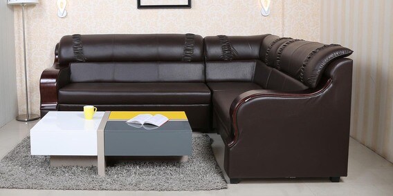 Buy Arms Corner Sofa In Brown Colour Leatherette By Parin Online