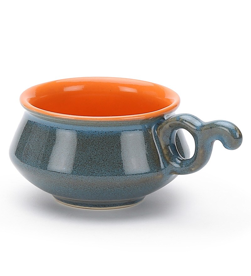 Buy 150 ML Black Bone China Cups & Saucers Set of 6 by Unravel India