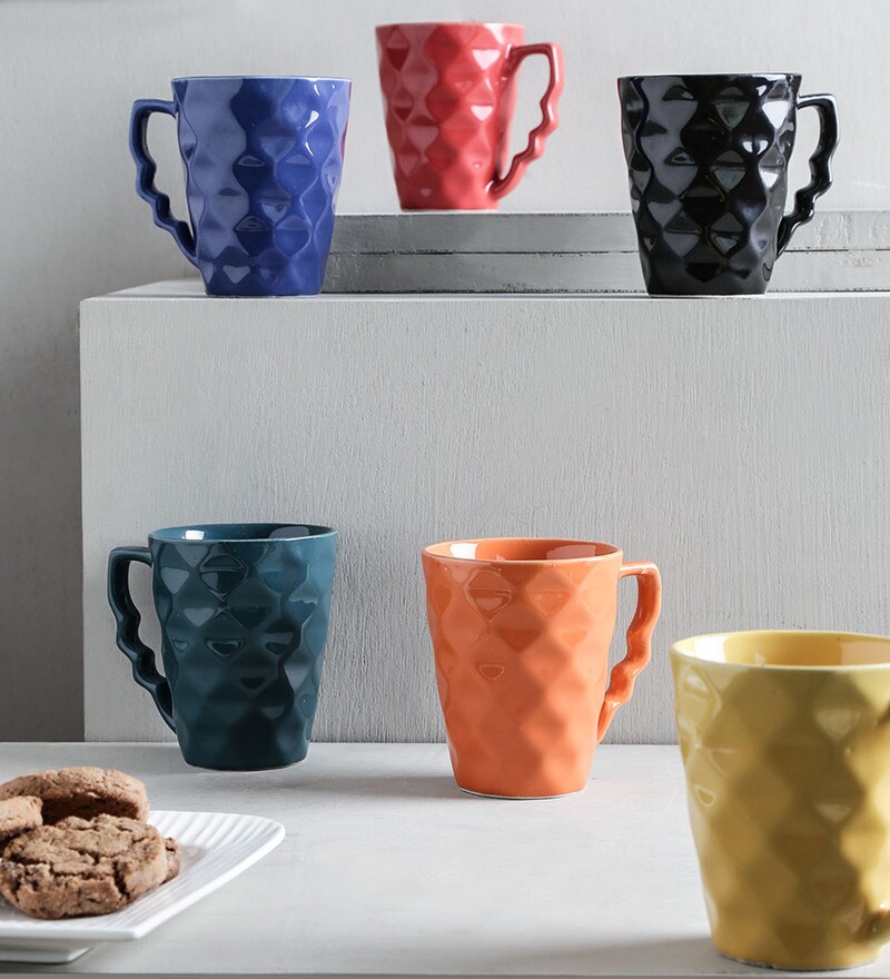 Buy 100 ML Ceramic Coffee Mugs Set of 6 by Unravel India Online