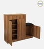 Unagi 15-Pairs Shoe Cabinet In Lyon Walnut Finish With Seating