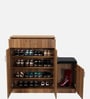 Unagi 15-Pairs Shoe Cabinet In Lyon Walnut Finish With Seating
