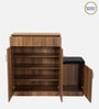Unagi 15-Pairs Shoe Cabinet In Lyon Walnut Finish With Seating