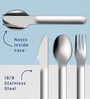 Unicorn Blue Stainless Steel (Set of 4) Pocket Knife & Fork Set