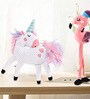 Unicorn White & Pink Fabric Squeaky Plush Dog Toy