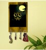 Moon Owl Multicolour MDF 4 Hooks Key Holder