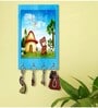 Bear To Play Fooball Multicolour MDF 4 Hooks Key Holder